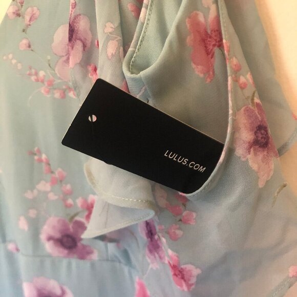 NWT Lulu's Take You There Mint Green Floral Print Maxi Dress sz L - Picture 10 of 16